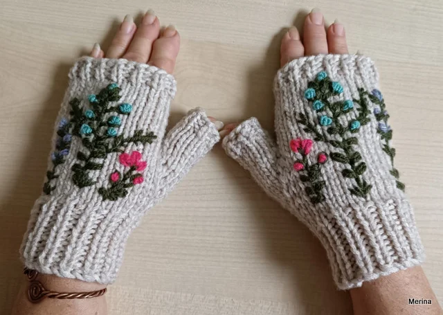 Merina kötött ujjatlan kesztyű, kézmelegítő vintage stílusban