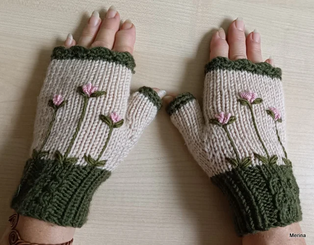 Merina kötött ujjatlan kesztyű, kézmelegítő vintage stílusban