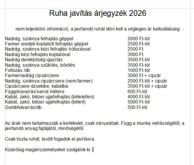 merina - ruhajavítás, lakástextil varrás Bp. XX. kerület